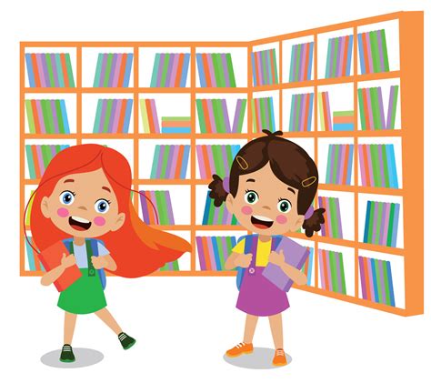 library books and cute kids 14831476 Vector Art at Vecteezy