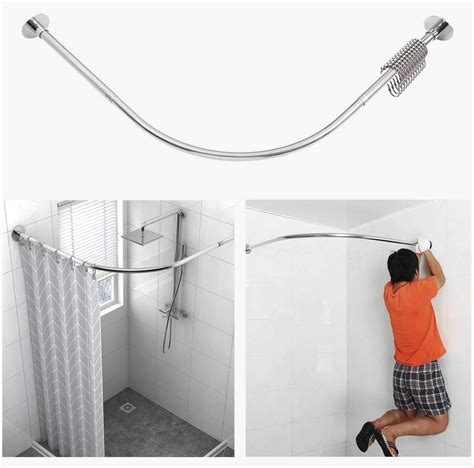 Tanxih Corner Shower Curtain Rod Adjustable Stainless Steel L Shaped ...