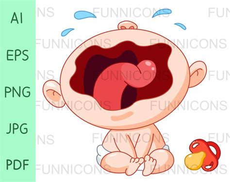 Clipart Cartoon of a Baby Crying With Pacifier Ai Eps Png Jpg | Etsy Israel | Clip art ...