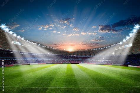 Football Stadium 3d rendering soccer stadium with crowded field arena ilustración de Stock ...