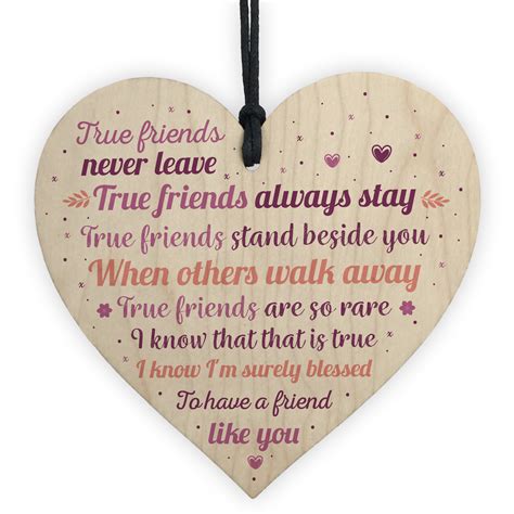 True Friends Best Friend Friendship Sign Wooden Heart Plaque Birthday ...