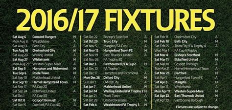 National League South fixtures 2016/2017