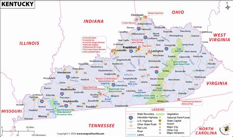 Kentucky (KY) Map, Map of Kentucky USA - Maps of World