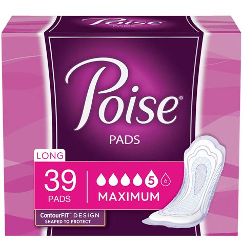 Poise Pads Women's Maximum, Long Postpartum Incontinence Pads, 39 Count - Walmart.com