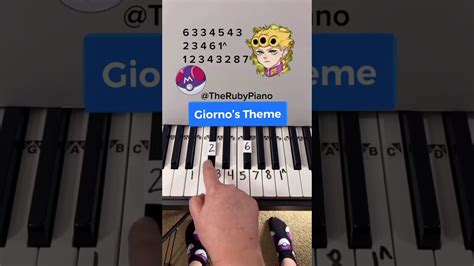 Giorno’s Theme Piano Easy Tutorial With Number Notes #shorts #piano - YouTube