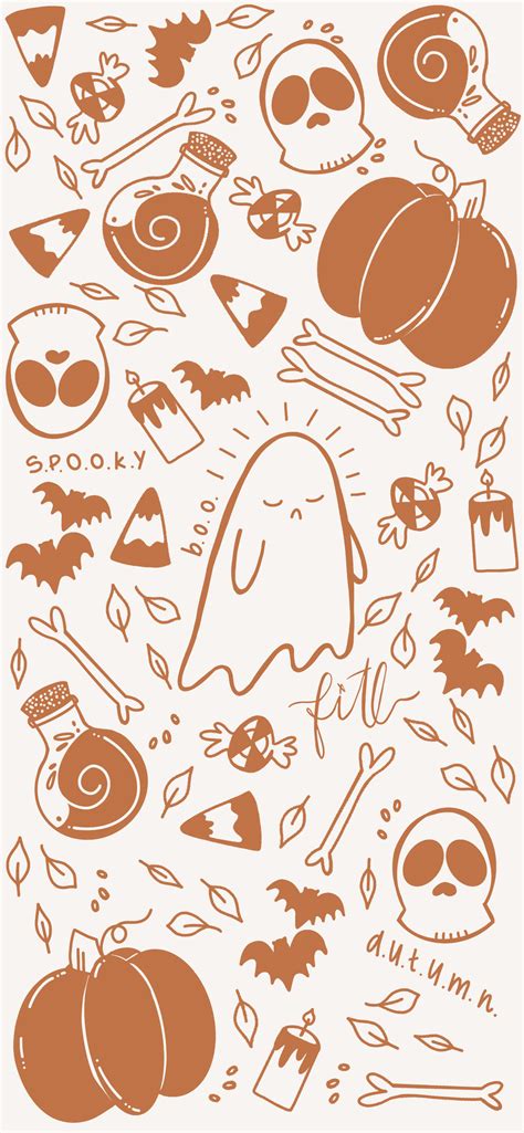 autumn spooky ghost free phone wallpaper background — free in the lines