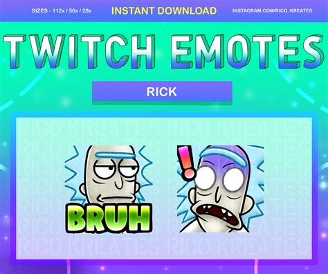 Rick Twitch Emote Pack 112x112 / 56x56 / 28x28 Twitch, Discord, Youtube ...