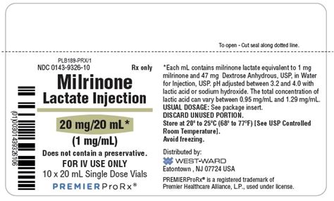 Milrinone Injection - FDA prescribing information, side effects and uses