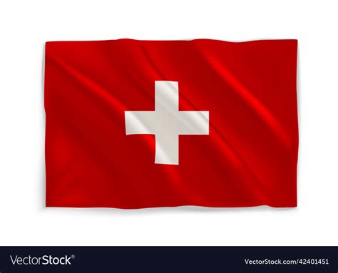 Red and white waving national flag of switzerland Vector Image