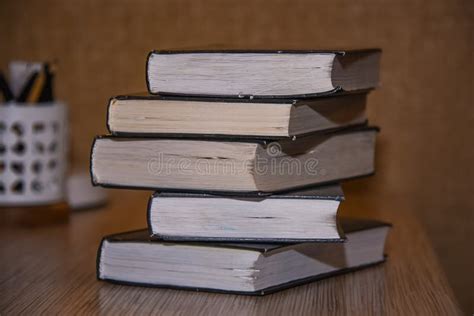 Stack of Old Books on the Table Side View Stock Photo - Image of used, retro: 182400110