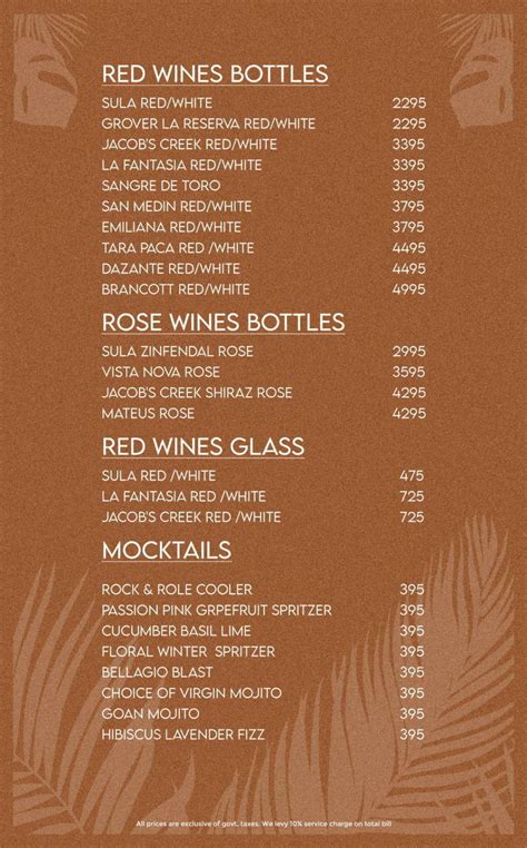 Bellagio Menu, Menu for Bellagio, Sector 58, Gurgaon, Delhi NCR