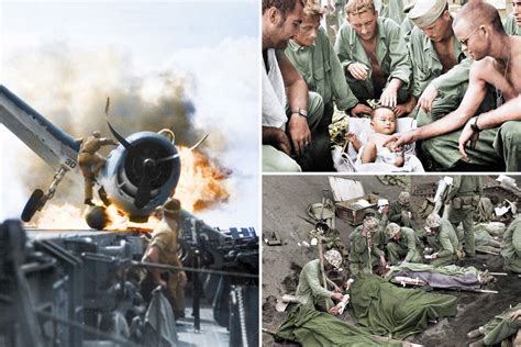 Incredible colourised pics capture drama of World War II's Pacific Theatre