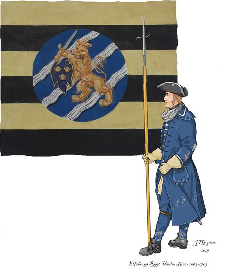 Elfsborg province Regt (also written Älvsborg), underofficer (NCO) 1697-1709 wearing a pajrock ...