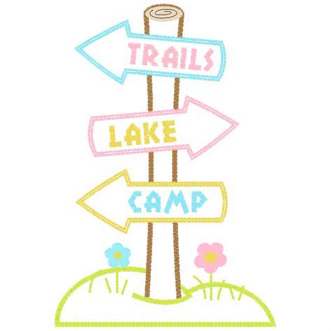 Trail Signs Satin and Zigzag Applique Embroidery Machine Design