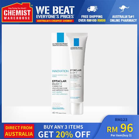 La Roche Posay Effaclar Duo Plus 40ml Helps Acne Removal & Acne Scar Prevention [Chemist ...