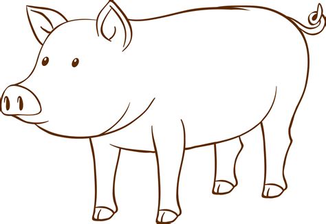 Pig in doodle simple style on white background 6034192 Vector Art at ...