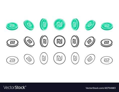 Israeli shekel coins rotation of icons Royalty Free Vector