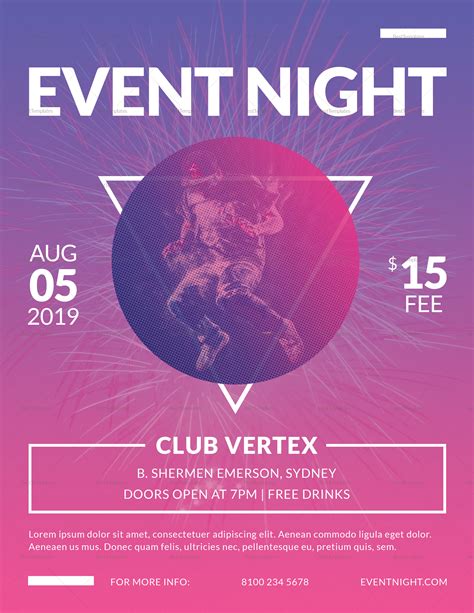 Purple Event Night Flyer Design Template in PSD, Word, Publisher, Illustrator, InDesign