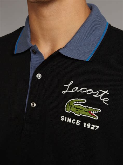 Lacoste Polo Shirt with Script Chest Logo in Black for Men | Lyst