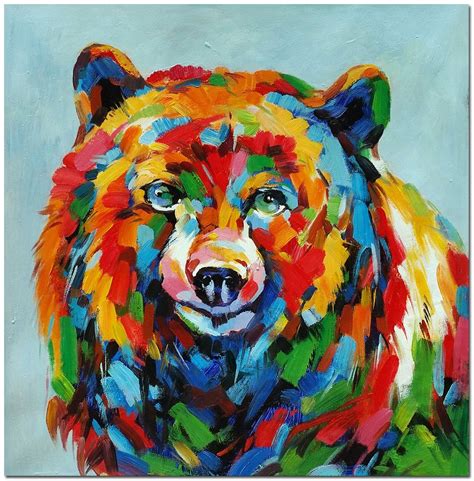 Hand Painted Bear Painting On Canvas Modern Impressionist | Etsy España | Tierbilder, Malerei, Kunst