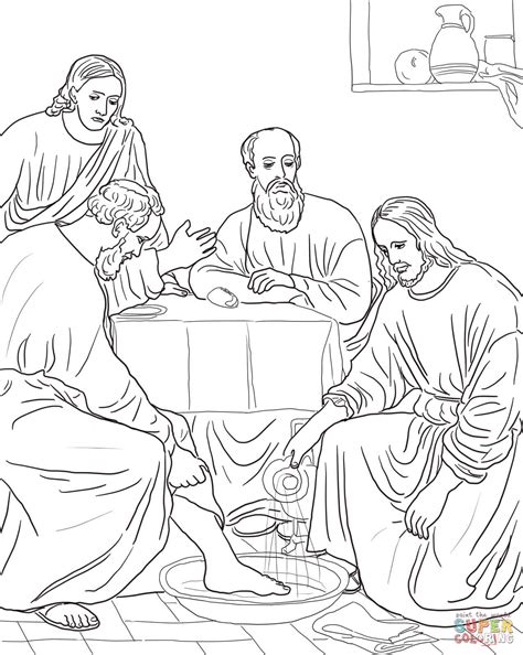 Jesus Washes Feet Coloring Page - Coloring Home