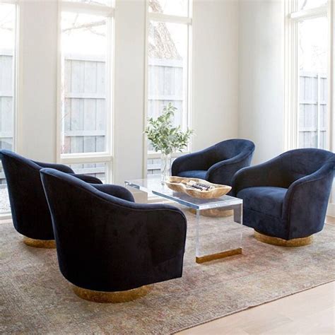 navy swivel chairs living room - Fonda Kelsey