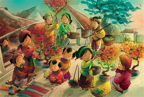 Hình vẽ, Tranh vẽ về đề tài Ngày Tết – Đón xuân sum vầy! | Disney art, Áp phích kiểu xưa, Nhật ...