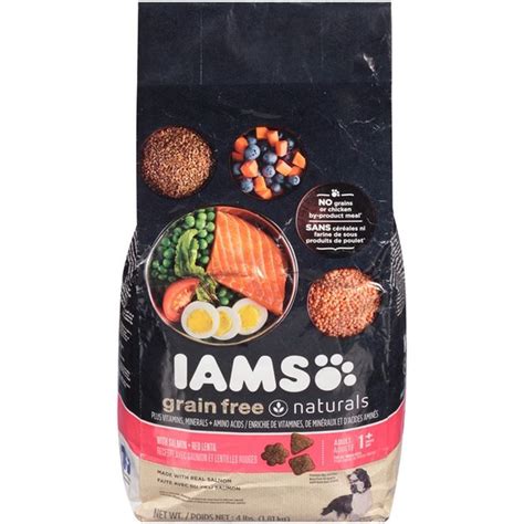 Iams Grain Free Naturals with Salmon + Red Lentil Adult 1+ Years Dog ...