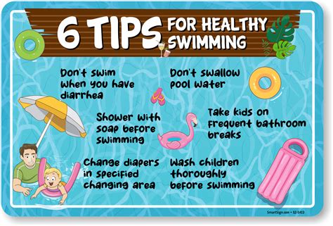 Tips For Healthy Swimming Pool Rules Sign, SKU: S2-5413