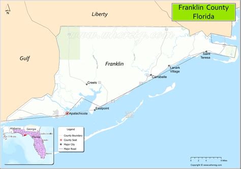 Map of Franklin County, Florida showing cities, highways & important places. Check Where is ...