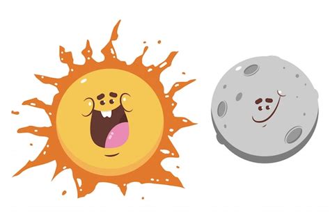 Premium Vector | Funny sun and moon cartoon characters isolated on a white background.