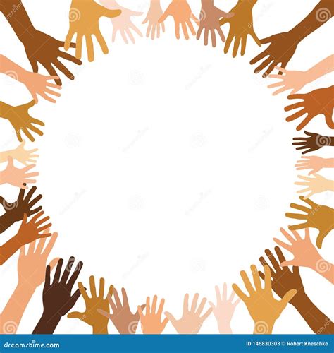 Many Multicultural Hands Form a Circle Stock Illustration ...