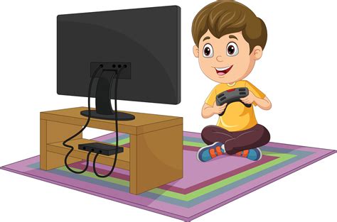 Cartoon little boy playing video game 8734680 Vector Art at Vecteezy