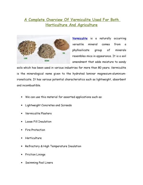 A Complete Overview Of Vermiculite Used For Both Horticulture And Agriculture by Vermiculite ...