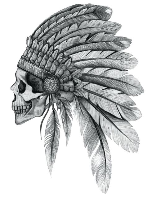 Indian Skull Headdress Tattoo Designs