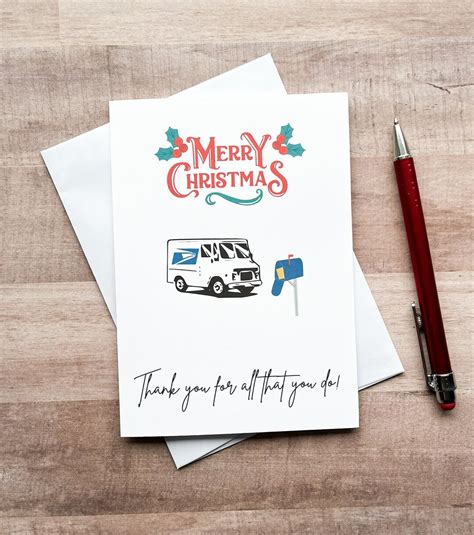 PRINTABLE Mailman Gift, Christmas Card for Mailman, Holiday Card for ...