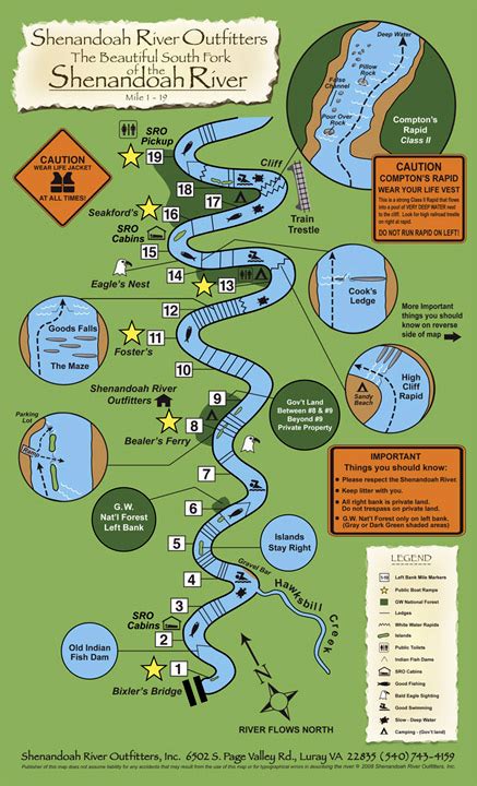 Map of South Fork Shenandoah River|Luray Virginia| Shenandoah Valley