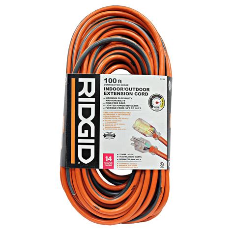 RIDGID 100 ft. 14/3 Outdoor Extension Cord-657-143100RL6A - The Home Depot