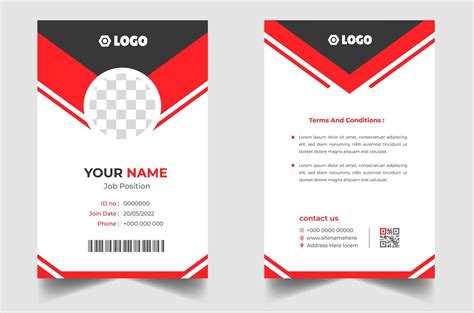 Modern and clean business id card template. professional id card design template with red color ...