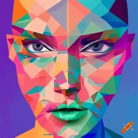 Geometric portrait with abstract shapes