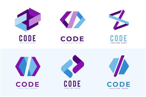 Free Vector | Flat code logo pack