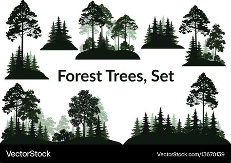 Landscapes trees silhouettes Royalty Free Vector Image