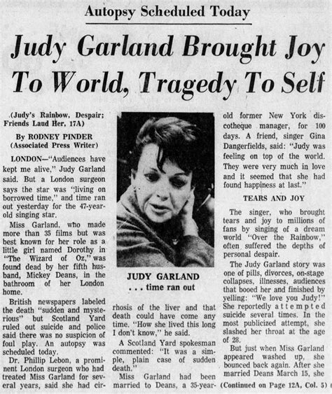 Newspaper Coverage of Judy Garland’s Death – The Judy Room