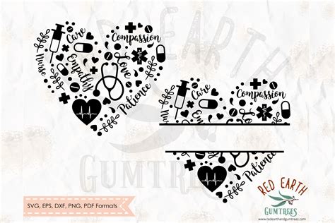 Nurse split monogram frame,nurse heart in SVG,DXF,PNG,EPS