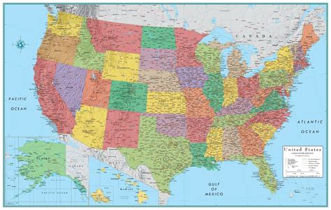 RMC 32" x 50" United States Wall Map Signature Series Wall Map Poster Mural XL | eBay | Usa ...