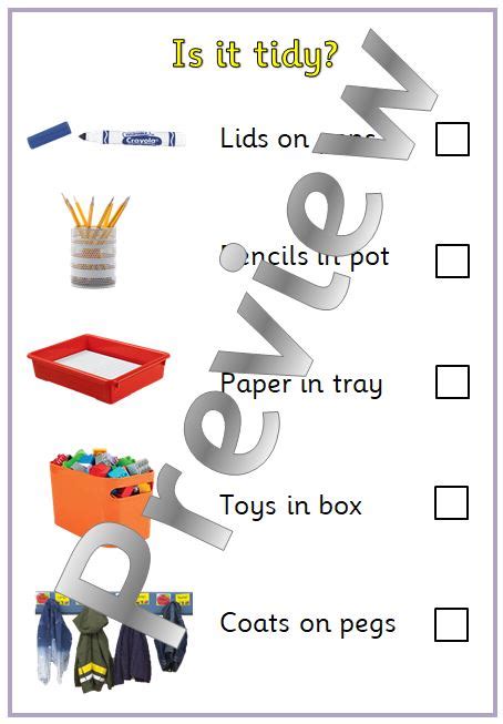 Tidy up checklist - EYFS classroom | Teaching Resources