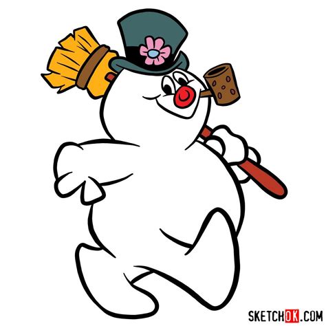 How to draw Frosty the Snowman - Sketchok easy drawing guides