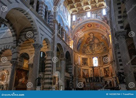 Panoramic View of Interior of Pisa Cathedral Editorial Stock Image - Image of catholic ...