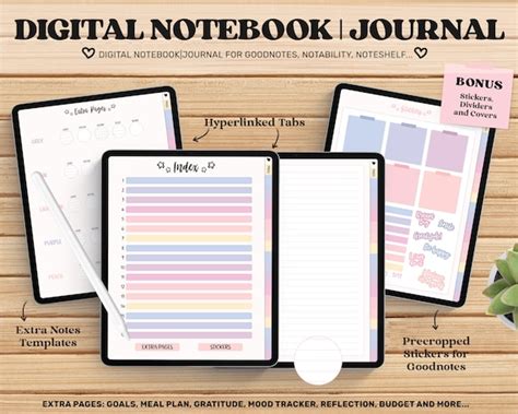 Digital Notebook Cute Notebook Digital Notes Goodnotes | Etsy