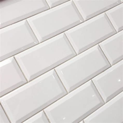 Metro White Gloss Bevelled Brick tile 10x20cm | Brick tiles, Brick ...